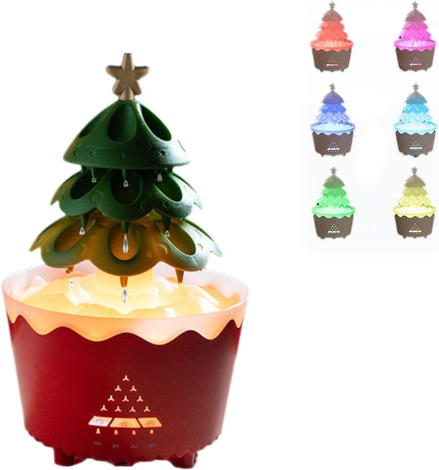 Lucky Tree Oil Diffuser For Christmas Decor, Cute Essential Oil Humidifier With Remote & Timer Settings Red And White