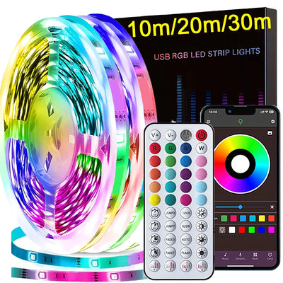 RGB Led Strip Lights with APP Control Music Sync USB 5V Led Tape Lights for Room Party Decor TV Backlight Flexible Ribbon