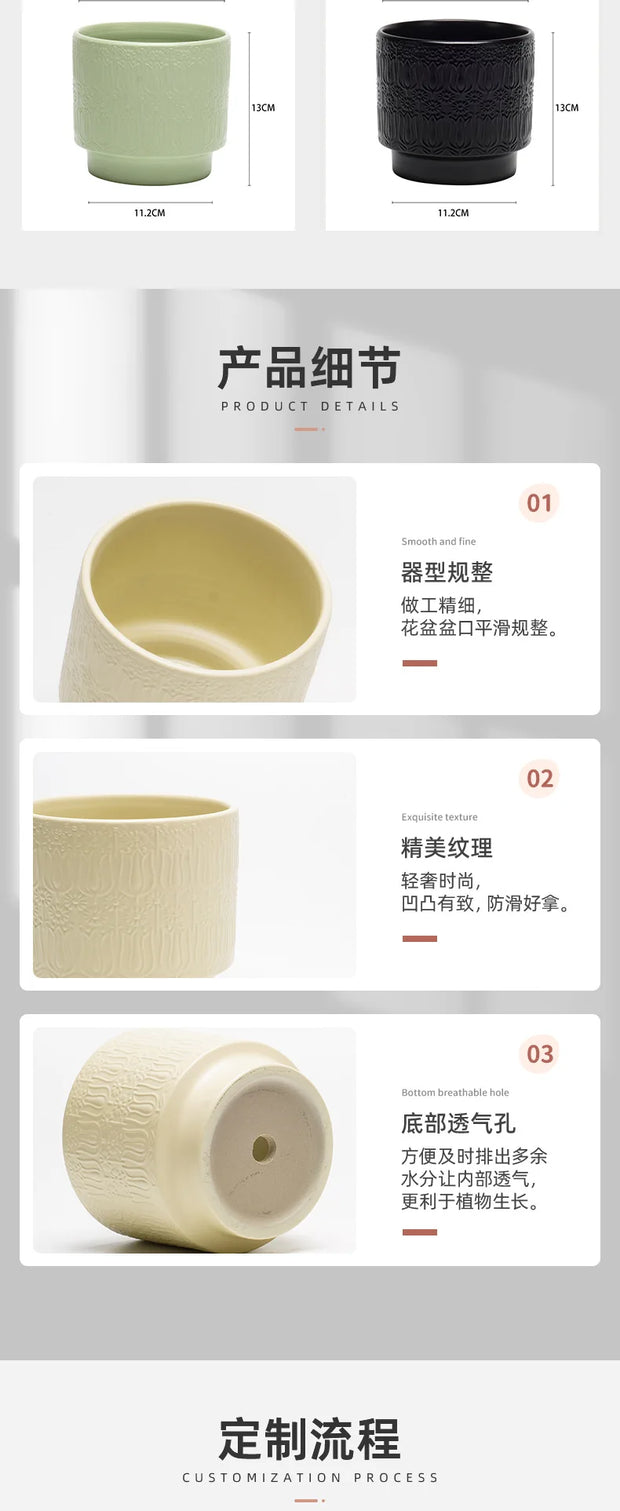 Ceramic Flower Pots Simple Nordic Style Pothos Rose Cactus Gardening Green Plant Pots Flower Pot Containers