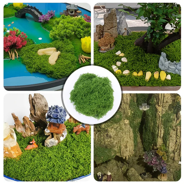 100g Simulated Moss, Green Moss Silk Micro Landscape Decoration, DIY Lawn Potted Green Plants Aquarium Landscape Decoration