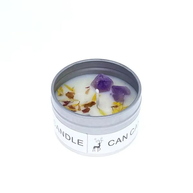 Scented Long Lasting Soy Candles Crystal Stone Dried Flower Fragrance Smokeless Fragrance Candle for Home Decorstion Candle Jar