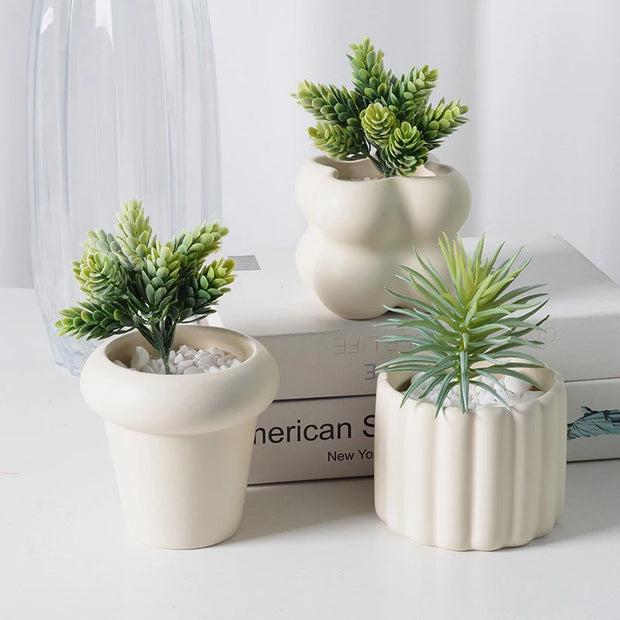 Ceramic Flowerpot Indoor Plants Pots European Flowerpot Simple Succulent Plants Planter Container Small Bonsai Home Decoration