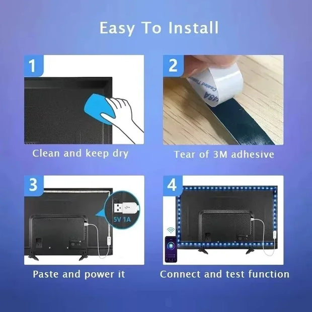 1-30M 5V LED Strip Lights USB Bluetooth APP Control Color Changing and 24key Remote Control RGB Flexible Diode For TV Backlight