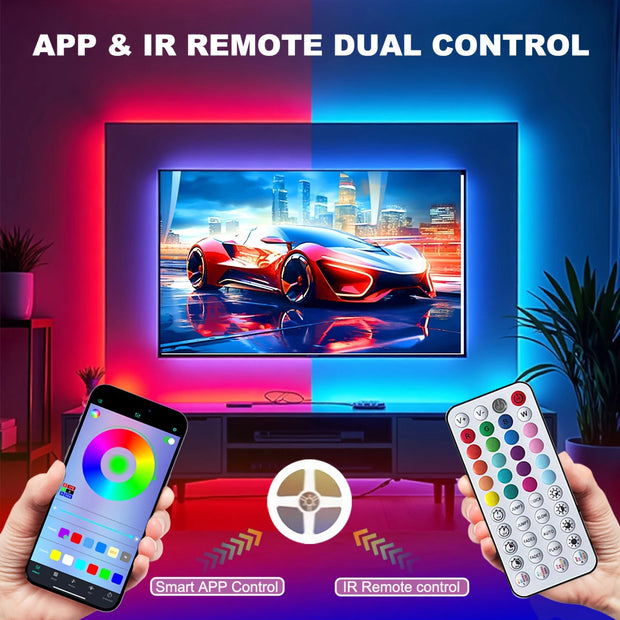 RGB Led Strip Lights with APP Control Music Sync USB 5V Led Tape Lights for Room Party Decor TV Backlight Flexible Ribbon