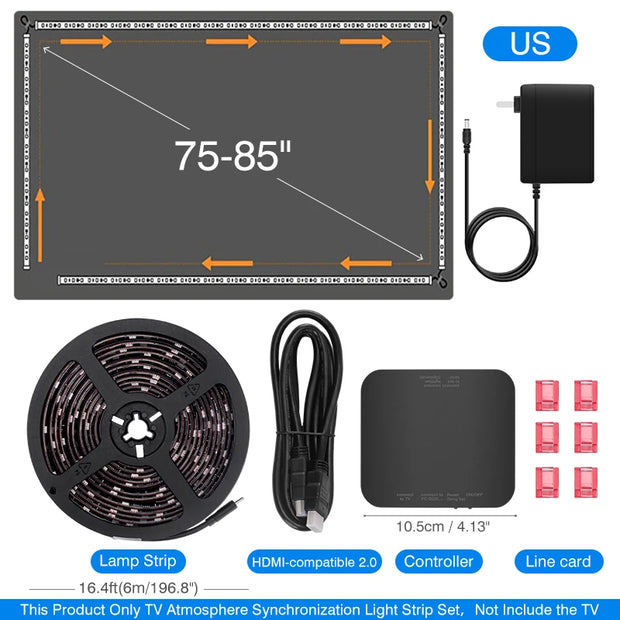 Ambient TV Backlight, TV Backlight LED Sync to Screen, WS2811 Led Strip Lights, One-Key Quick Sync Gaming Light, for 40-85 In TV