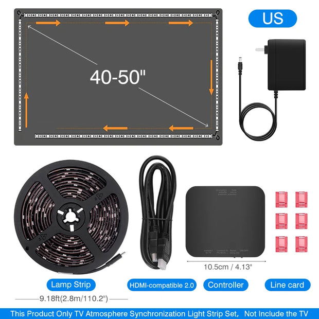 Ambient TV Backlight, TV Backlight LED Sync to Screen, WS2811 Led Strip Lights, One-Key Quick Sync Gaming Light, for 40-85 In TV