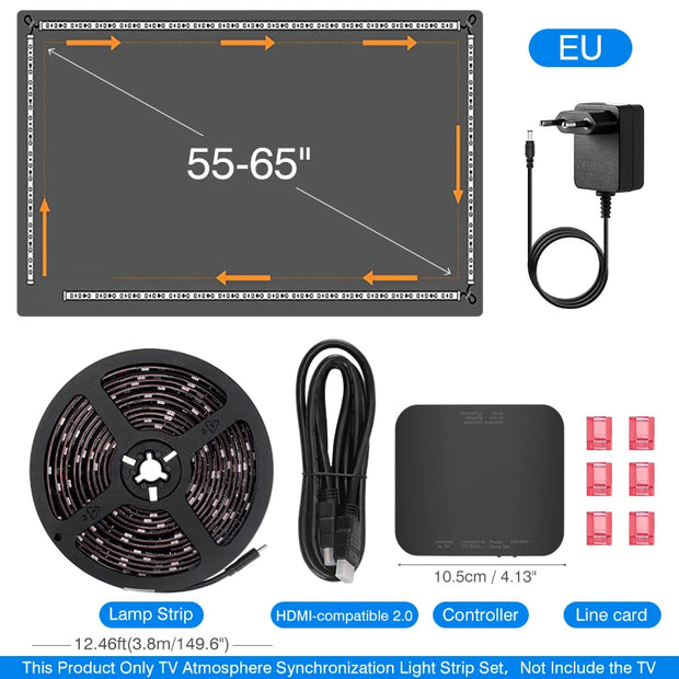 Ambient TV Backlight, TV Backlight LED Sync to Screen, WS2811 Led Strip Lights, One-Key Quick Sync Gaming Light, for 40-85 In TV
