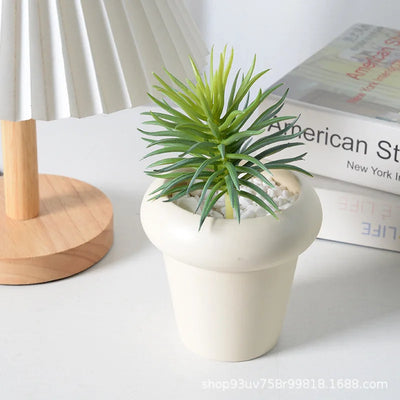 Ceramic Flowerpot Indoor Plants Pots European Flowerpot Simple Succulent Plants Planter Container Small Bonsai Home Decoration