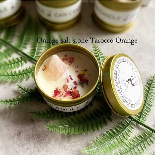 Scented Long Lasting Soy Candles Crystal Stone Dried Flower Fragrance Smokeless Fragrance Candle for Home Decorstion Candle Jar