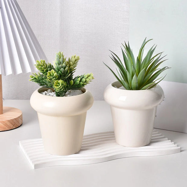 Ceramic Flowerpot Indoor Plants Pots European Flowerpot Simple Succulent Plants Planter Container Small Bonsai Home Decoration