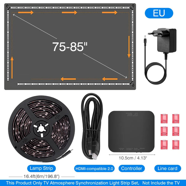 Ambient TV Backlight, TV Backlight LED Sync to Screen, WS2811 Led Strip Lights, One-Key Quick Sync Gaming Light, for 40-85 In TV
