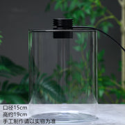 Micro Landscape Ecological Desktop Glass Plant Terrarium with Grow Light for Hydroponic Bryophyte Moss Container Home Decor